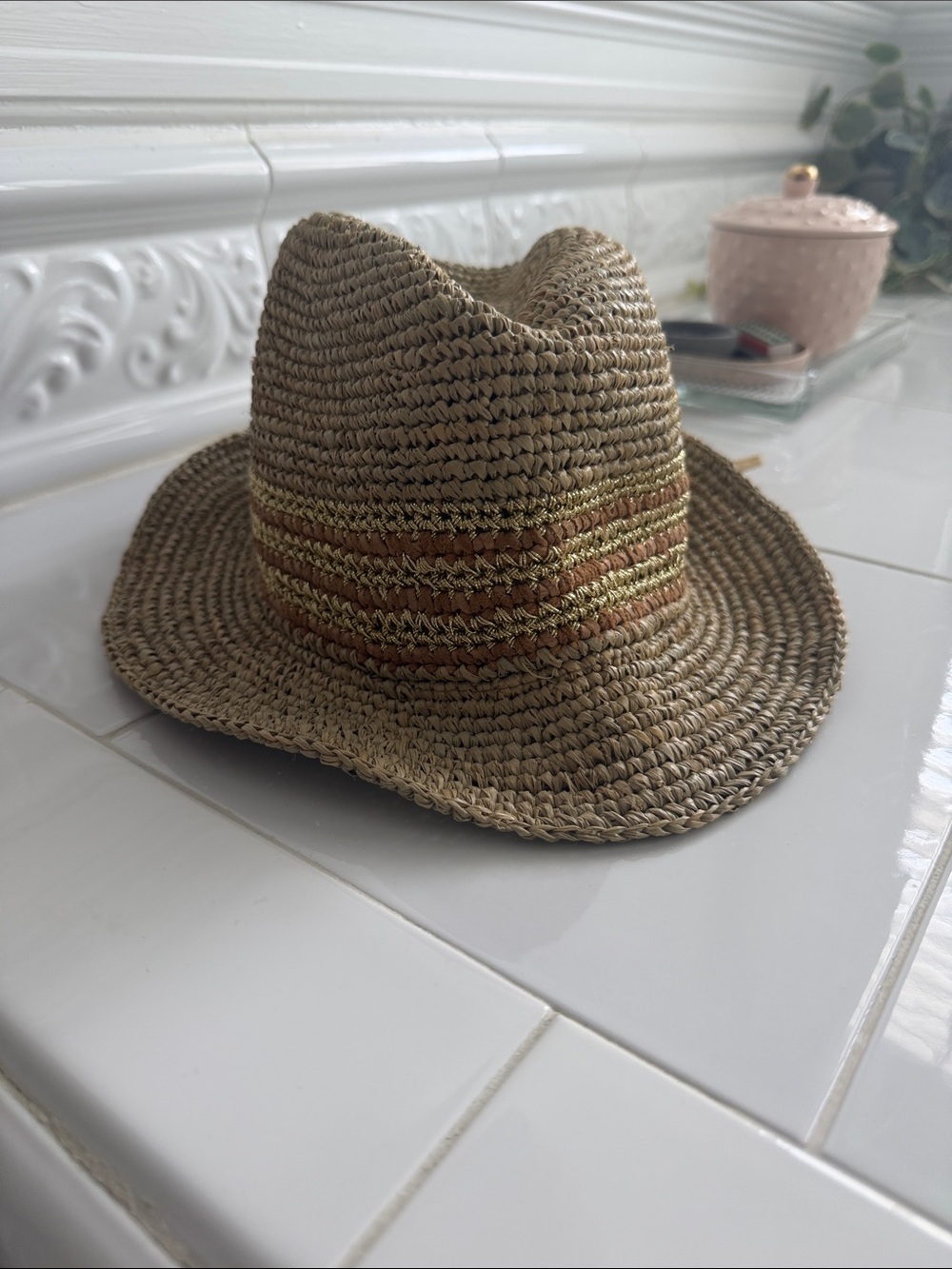 Flora Bella Natural Straw Fedora Hat